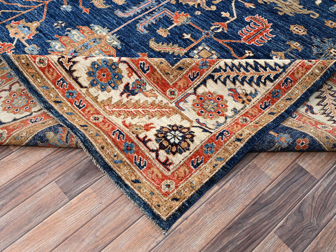 9'10" x 13'8" New Hand Knotted Blue Wool Rectangle Oriental Rug - MOA1022810