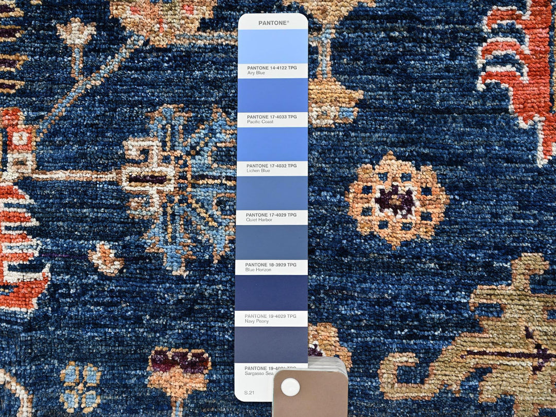 9'10" x 13'8" New Hand Knotted Blue Wool Rectangle Oriental Rug - MOA1022810
