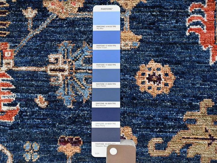 9'10" x 13'8" New Hand Knotted Blue Wool Rectangle Oriental Rug - MOA1022810