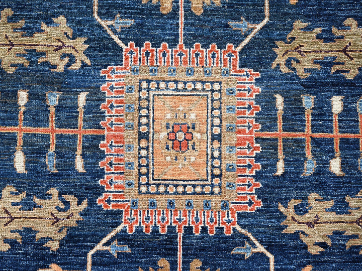 9'10" x 13'8" New Hand Knotted Blue Wool Rectangle Oriental Rug - MOA1022810