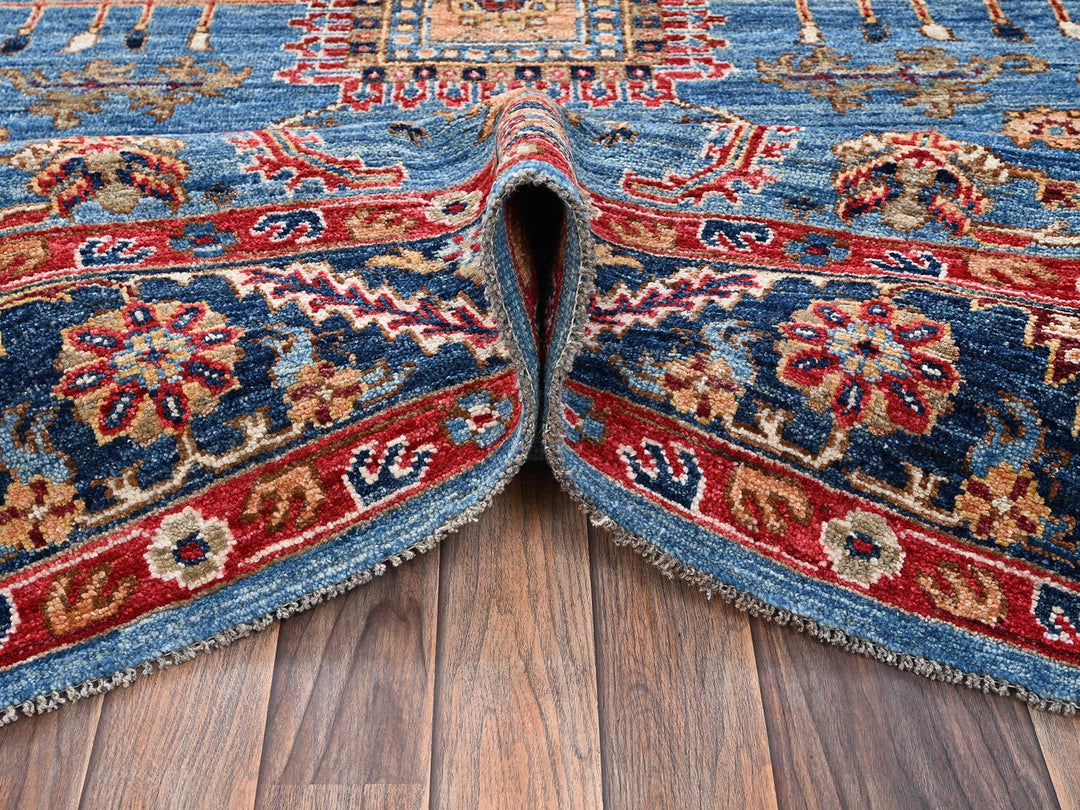 8'2" x 10'1" New Hand Knotted Blue Wool Rectangle Oriental Rug - MOA1022811