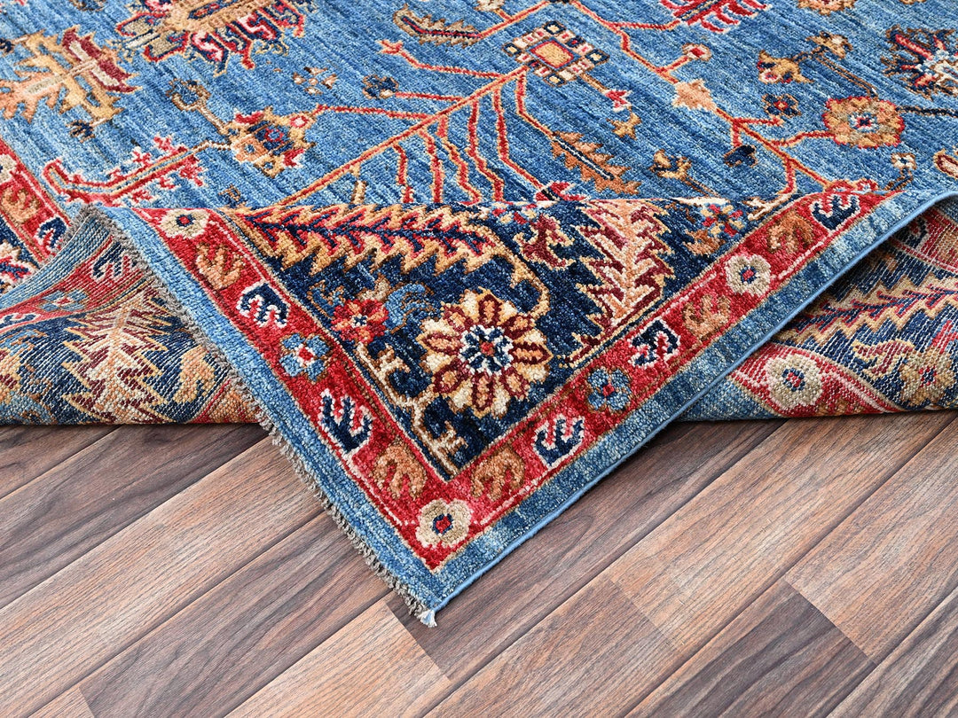 8'2" x 10'1" New Hand Knotted Blue Wool Rectangle Oriental Rug - MOA1022811