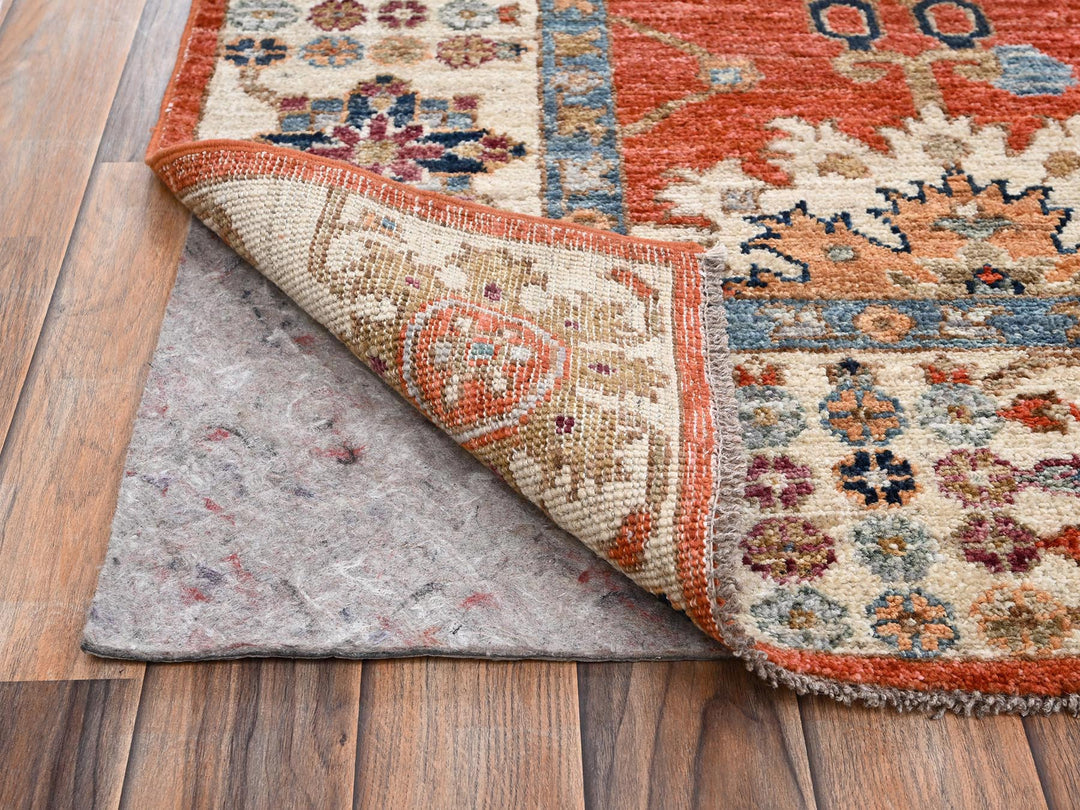 8'1" x 10'0" New Hand Knotted Orange Wool Rectangle Oriental Rug - MOA1022812