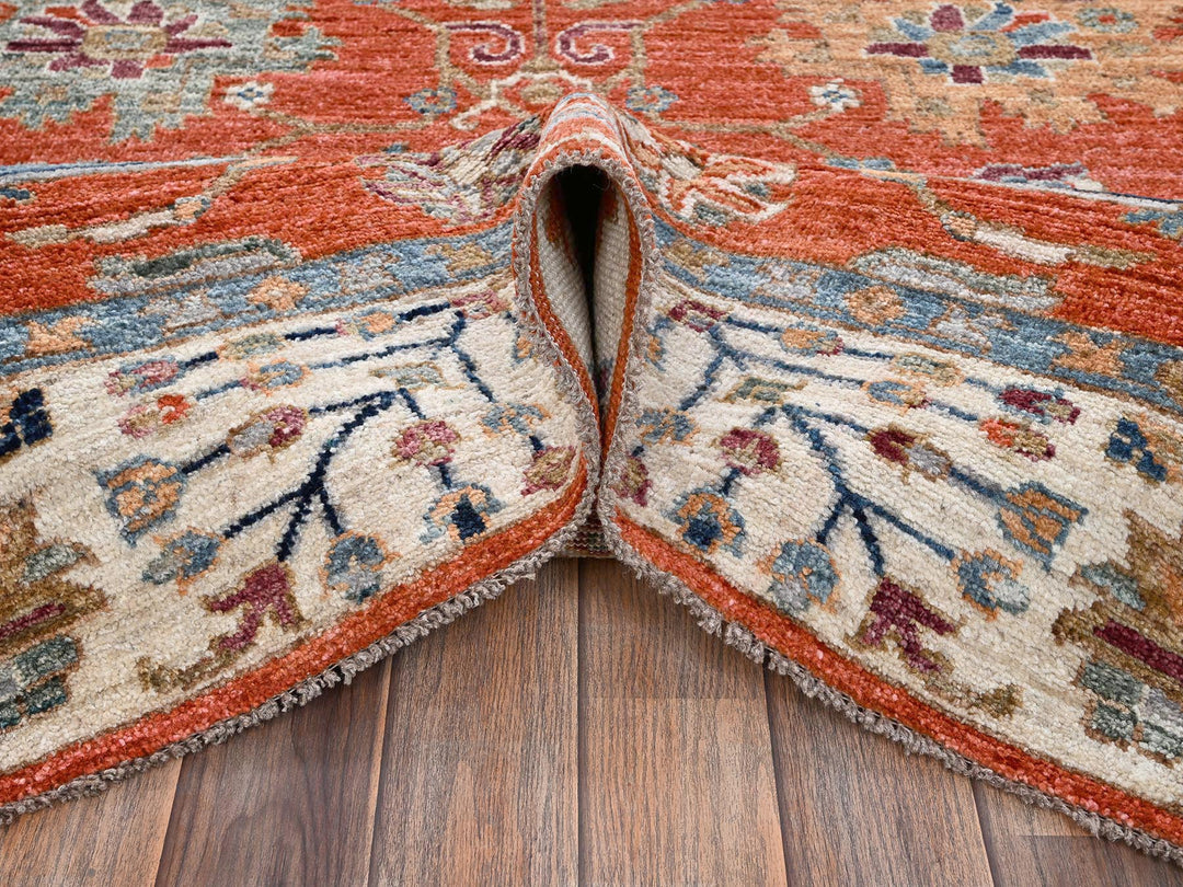 8'1" x 10'0" New Hand Knotted Orange Wool Rectangle Oriental Rug - MOA1022812
