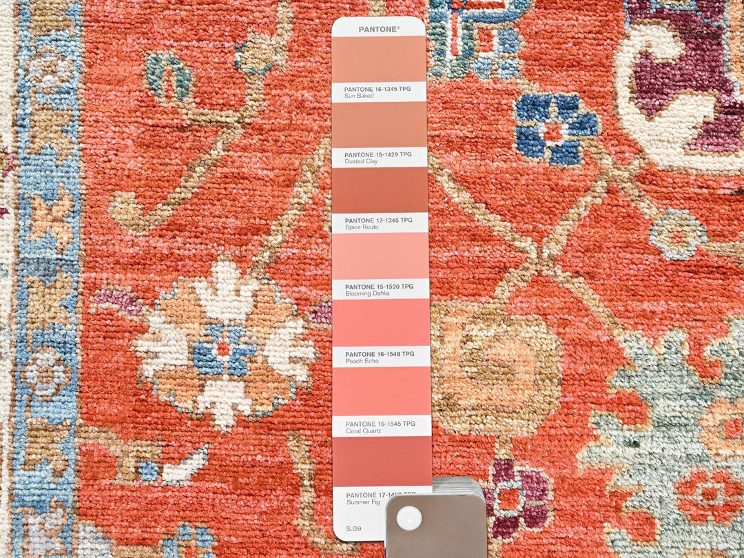 8'1" x 10'0" New Hand Knotted Orange Wool Rectangle Oriental Rug - MOA1022812