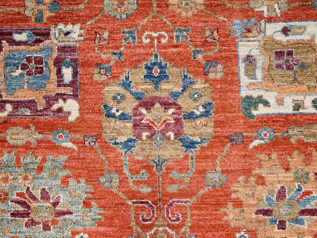 8'1" x 10'0" New Hand Knotted Orange Wool Rectangle Oriental Rug - MOA1022812
