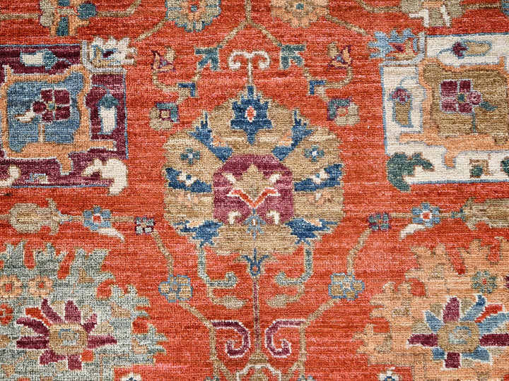 8'1" x 10'0" New Hand Knotted Orange Wool Rectangle Oriental Rug - MOA1022812