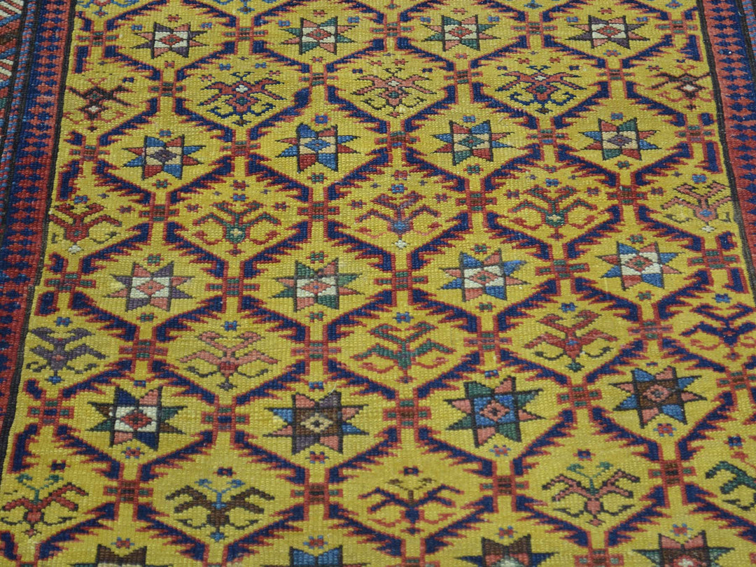 4'0" x 9'10" Vintage Hand Knotted Yellow Wool Runner Oriental Rug - MOA10228230