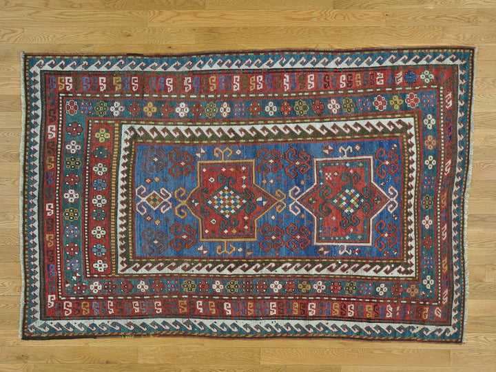 4'8" x 7'2" Vintage Hand Knotted Blue Wool Rectangle Oriental Rug - MOA10228231