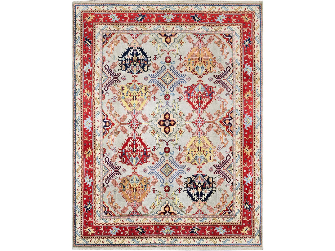 7'10" x 9'10" New Hand Knotted Green Wool Rectangle Oriental Rug - MOA102302