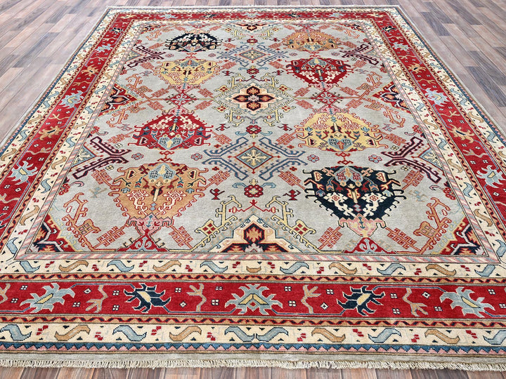 7'10" x 9'10" New Hand Knotted Green Wool Rectangle Oriental Rug - MOA102302