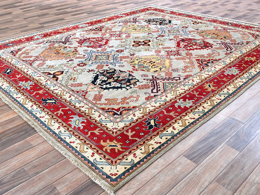 7'10" x 9'10" New Hand Knotted Green Wool Rectangle Oriental Rug - MOA102302