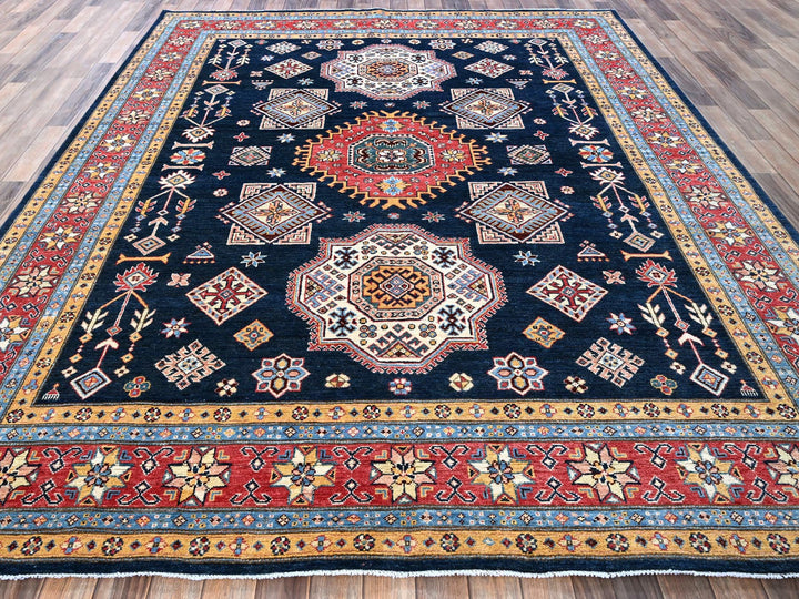 8'1" x 9'8" New Hand Knotted Blue Wool Rectangle Oriental Rug - MOA102304