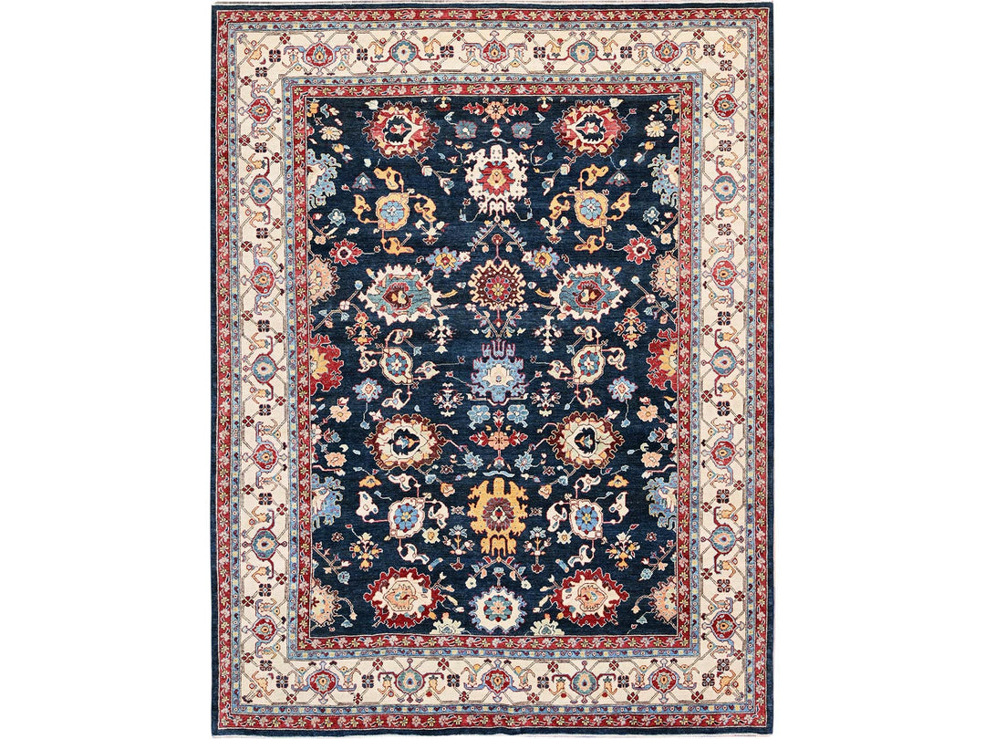9'0" x 11'7" New Hand Knotted Blue Wool Rectangle Oriental Rug - MOA102317
