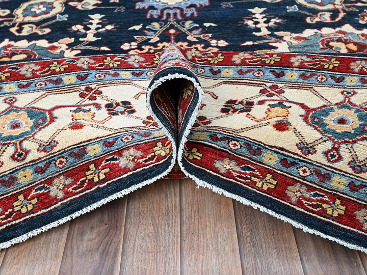 9'0" x 11'7" New Hand Knotted Blue Wool Rectangle Oriental Rug - MOA102317
