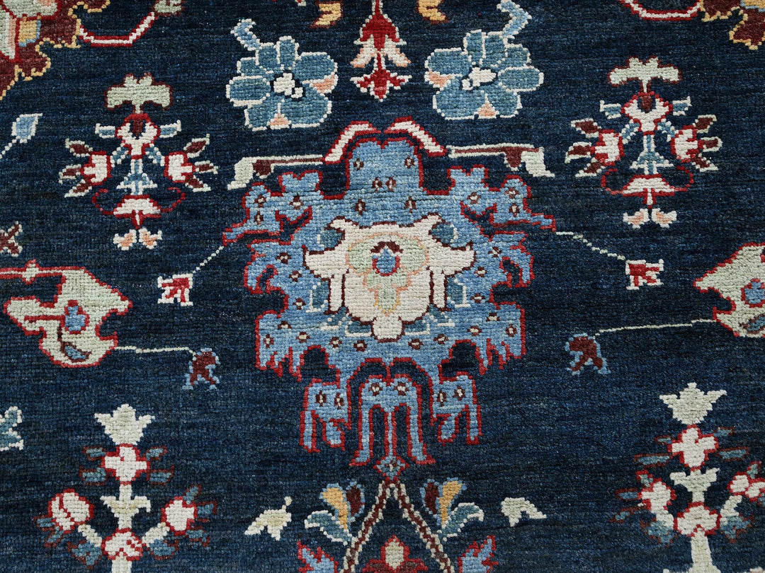 9'0" x 11'7" New Hand Knotted Blue Wool Rectangle Oriental Rug - MOA102317