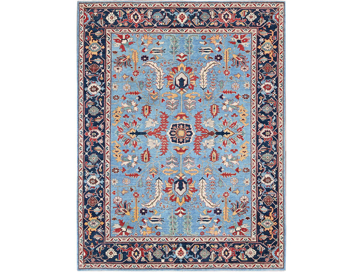 9'2" x 11'8" New Hand Knotted Blue Wool Rectangle Oriental Rug - MOA102318