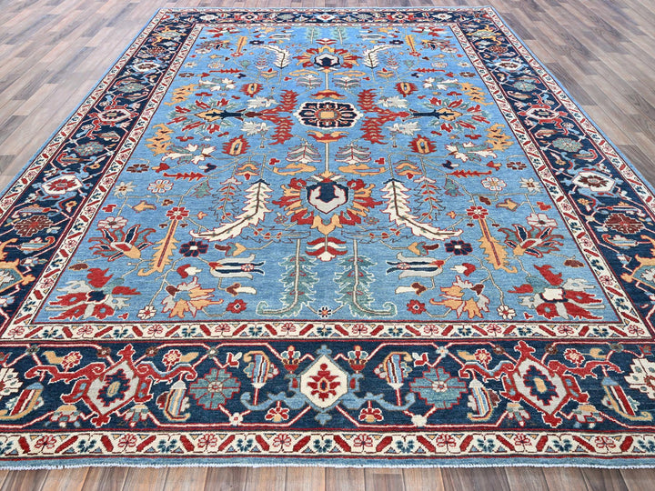 9'2" x 11'8" New Hand Knotted Blue Wool Rectangle Oriental Rug - MOA102318