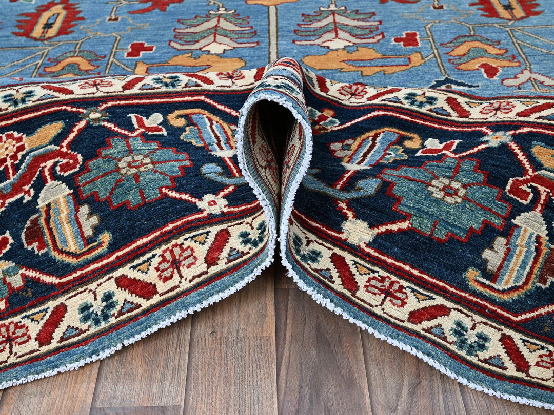 9'2" x 11'8" New Hand Knotted Blue Wool Rectangle Oriental Rug - MOA102318