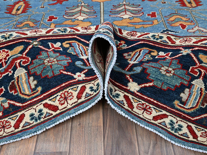 9'2" x 11'8" New Hand Knotted Blue Wool Rectangle Oriental Rug - MOA102318