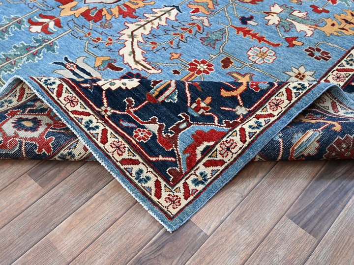 9'2" x 11'8" New Hand Knotted Blue Wool Rectangle Oriental Rug - MOA102318