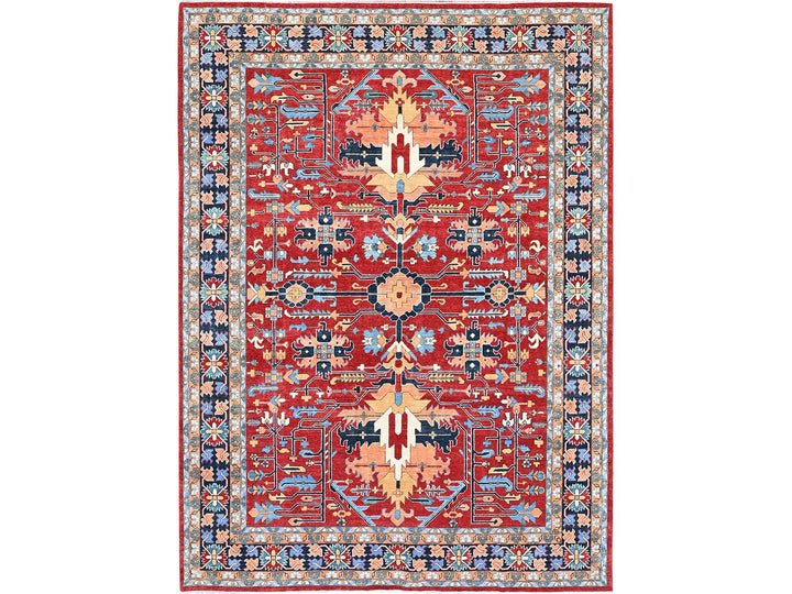 8'10" x 11'11" New Hand Knotted Red Wool Rectangle Oriental Rug - MOA102319