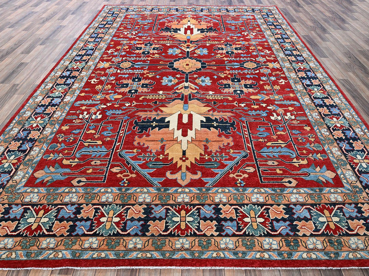 8'10" x 11'11" New Hand Knotted Red Wool Rectangle Oriental Rug - MOA102319