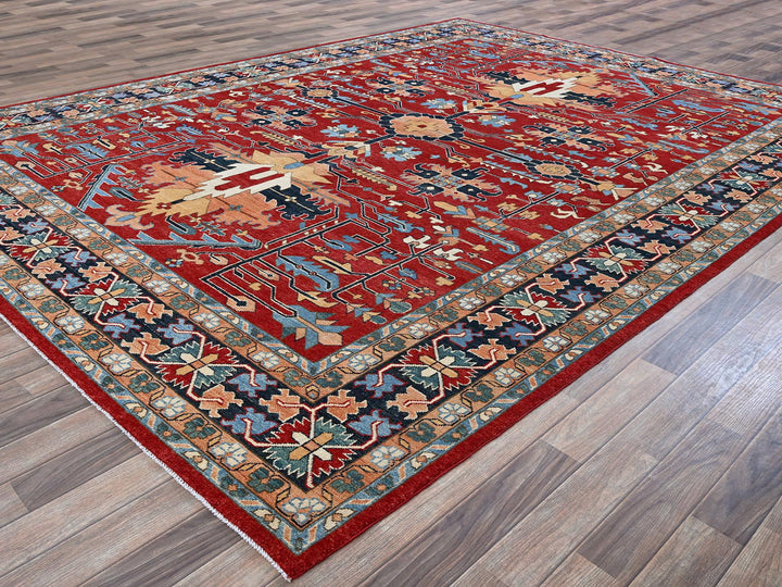 8'10" x 11'11" New Hand Knotted Red Wool Rectangle Oriental Rug - MOA102319