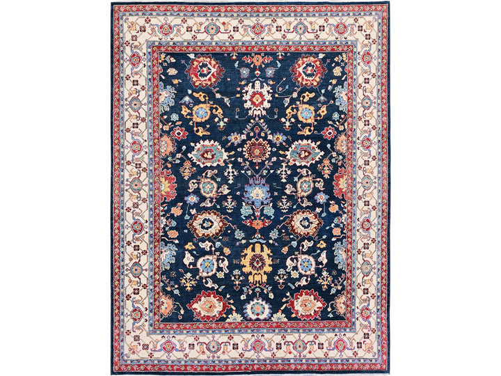 8'10" x 11'9" New Hand Knotted Blue Wool Rectangle Oriental Rug - MOA102320