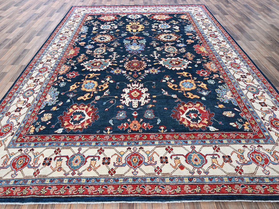 8'10" x 11'9" New Hand Knotted Blue Wool Rectangle Oriental Rug - MOA102320