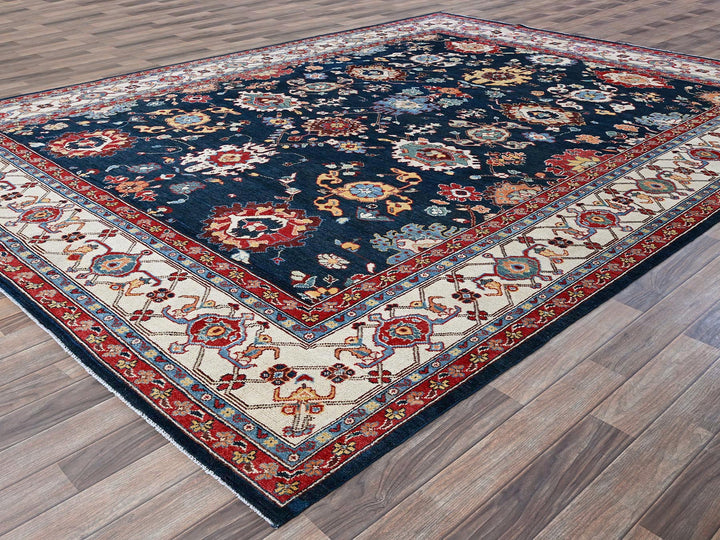 8'10" x 11'9" New Hand Knotted Blue Wool Rectangle Oriental Rug - MOA102320