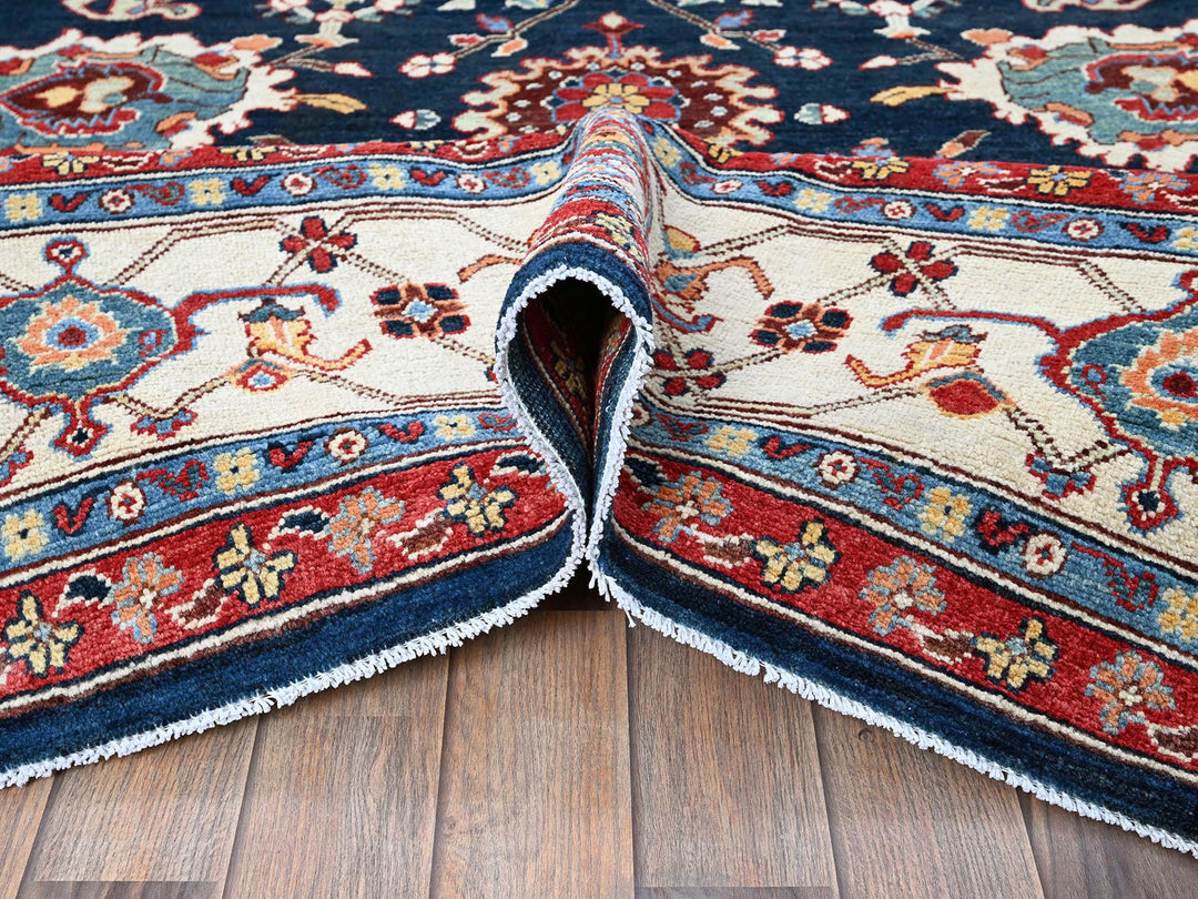 8'10" x 11'9" New Hand Knotted Blue Wool Rectangle Oriental Rug - MOA102320