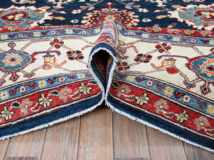 8'10" x 11'9" New Hand Knotted Blue Wool Rectangle Oriental Rug - MOA102320
