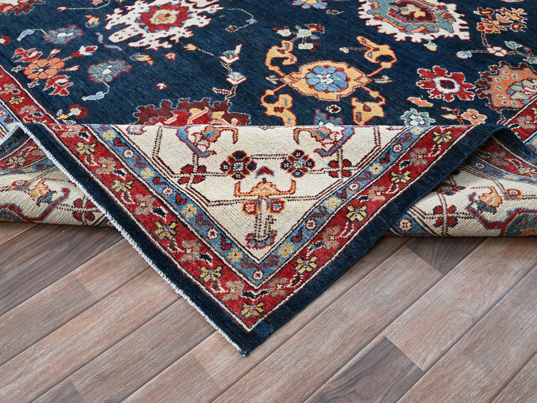 8'10" x 11'9" New Hand Knotted Blue Wool Rectangle Oriental Rug - MOA102320