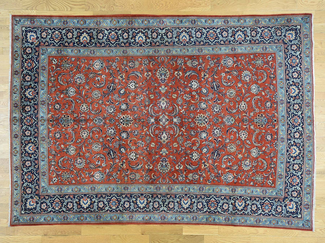 7'10" x 11'0" Vintage Hand Knotted Red Wool Rectangle Oriental Rug - MOA10232135
