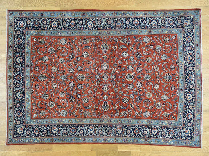 7'10" x 11'0" Vintage Hand Knotted Red Wool Rectangle Oriental Rug - MOA10232135