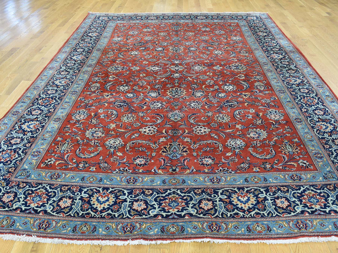 7'10" x 11'0" Vintage Hand Knotted Red Wool Rectangle Oriental Rug - MOA10232135