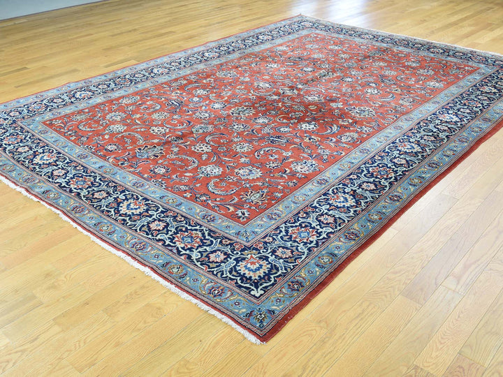7'10" x 11'0" Vintage Hand Knotted Red Wool Rectangle Oriental Rug - MOA10232135