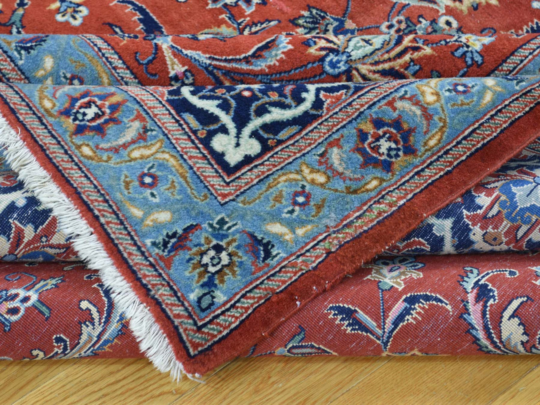 7'10" x 11'0" Vintage Hand Knotted Red Wool Rectangle Oriental Rug - MOA10232135