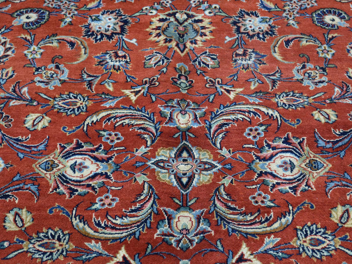 7'10" x 11'0" Vintage Hand Knotted Red Wool Rectangle Oriental Rug - MOA10232135