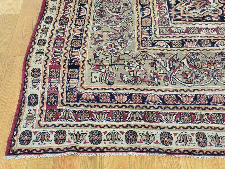 11'9" x 15'7" Vintage Hand Knotted Red Wool Rectangle Oriental Rug - MOA10232136