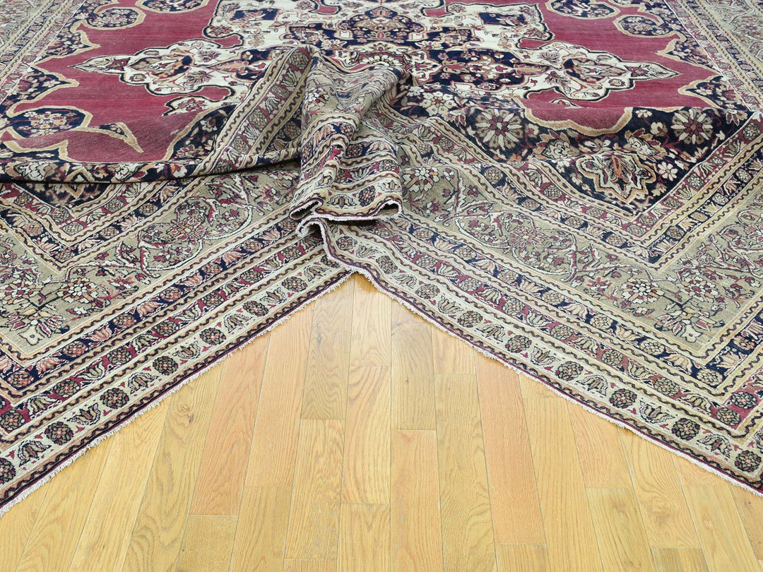 11'9" x 15'7" Vintage Hand Knotted Red Wool Rectangle Oriental Rug - MOA10232136