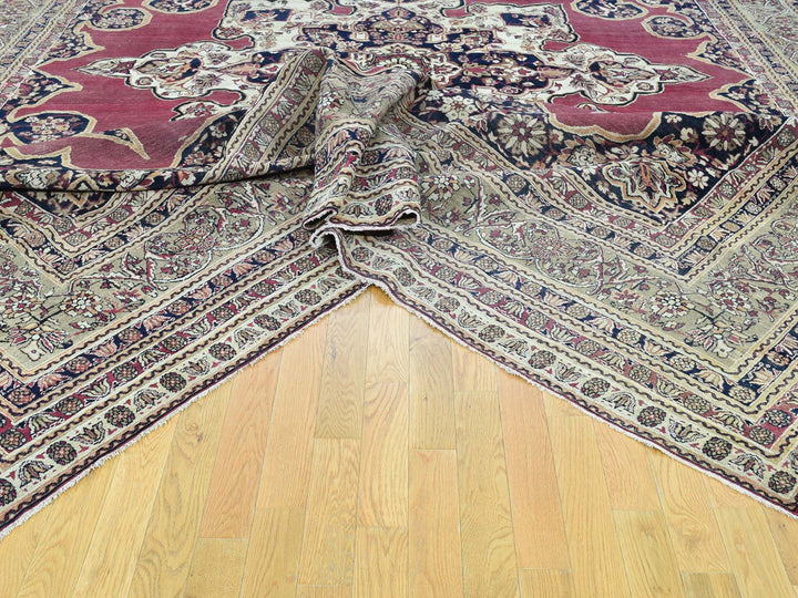 11'9" x 15'7" Vintage Hand Knotted Red Wool Rectangle Oriental Rug - MOA10232136