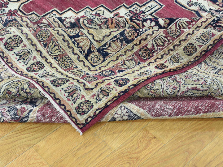 11'9" x 15'7" Vintage Hand Knotted Red Wool Rectangle Oriental Rug - MOA10232136