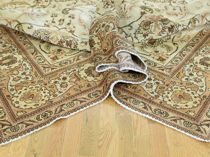 9'8" x 12'10" Vintage Hand Knotted Ivory Wool Rectangle Oriental Rug - MOA10232137
