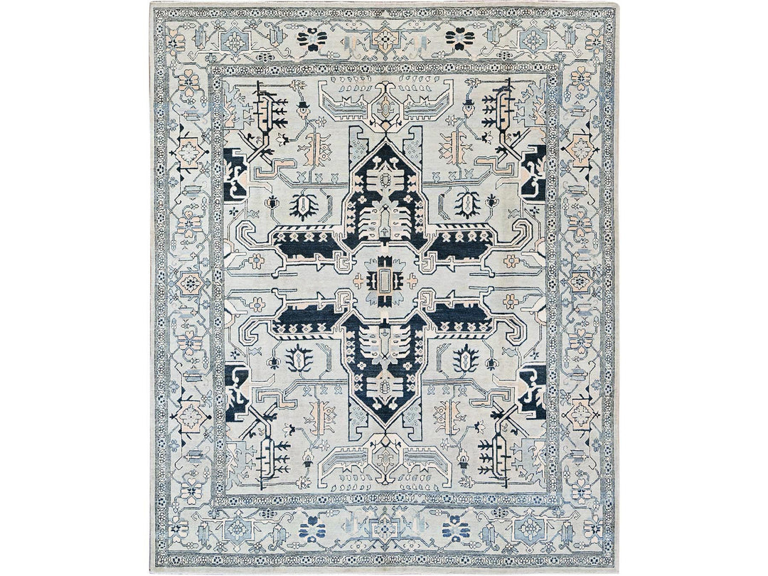 8'0" x 9'9" New Hand Knotted Grey Wool Rectangle Oriental Rug - MOA102321