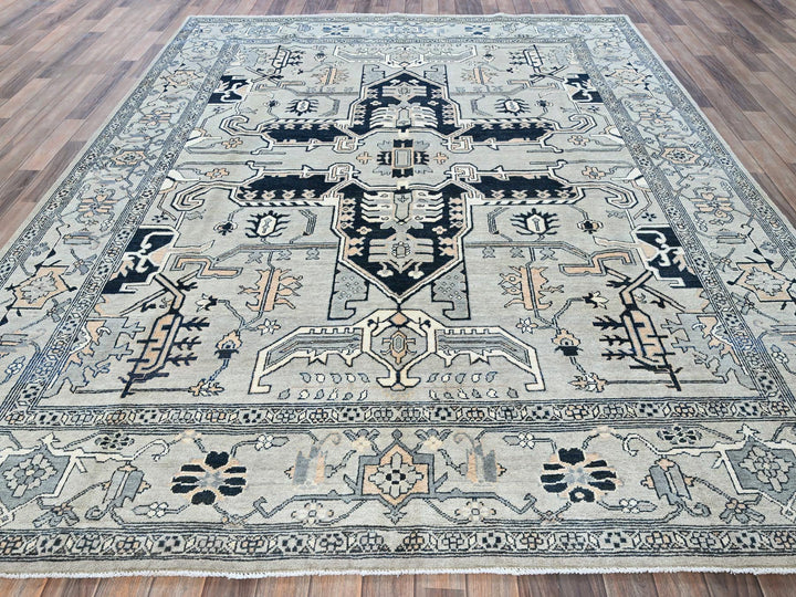 8'0" x 9'9" New Hand Knotted Grey Wool Rectangle Oriental Rug - MOA102321