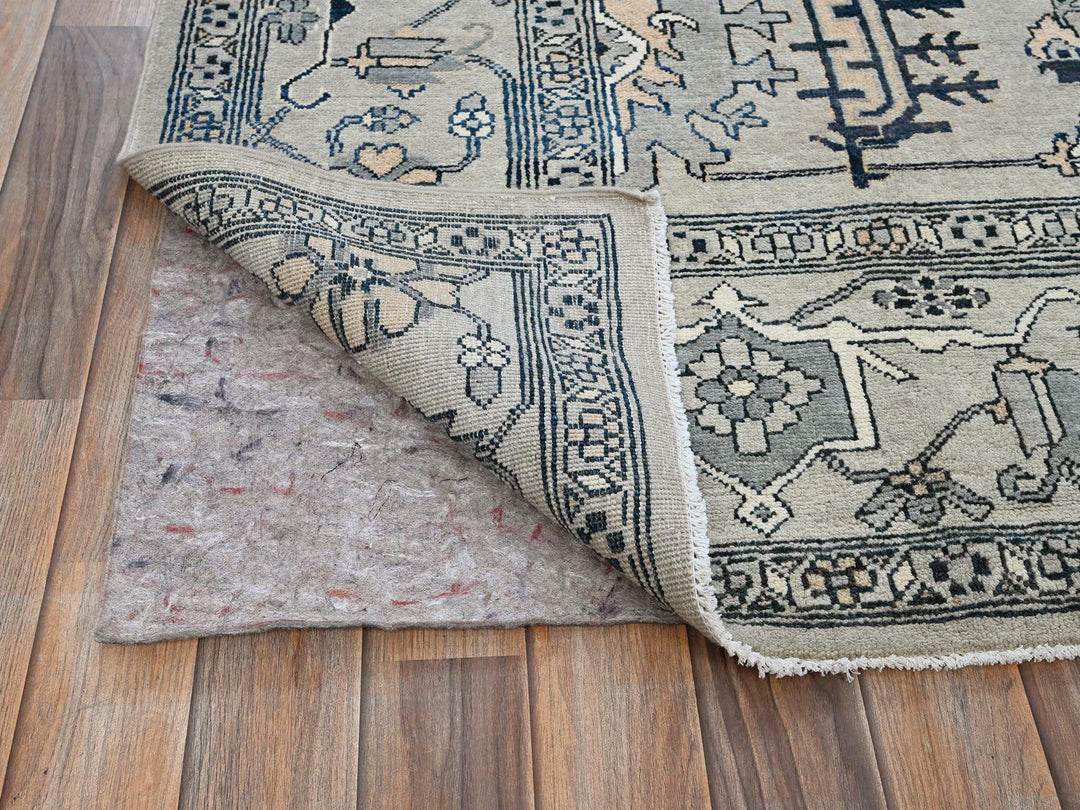 8'0" x 9'9" New Hand Knotted Grey Wool Rectangle Oriental Rug - MOA102321