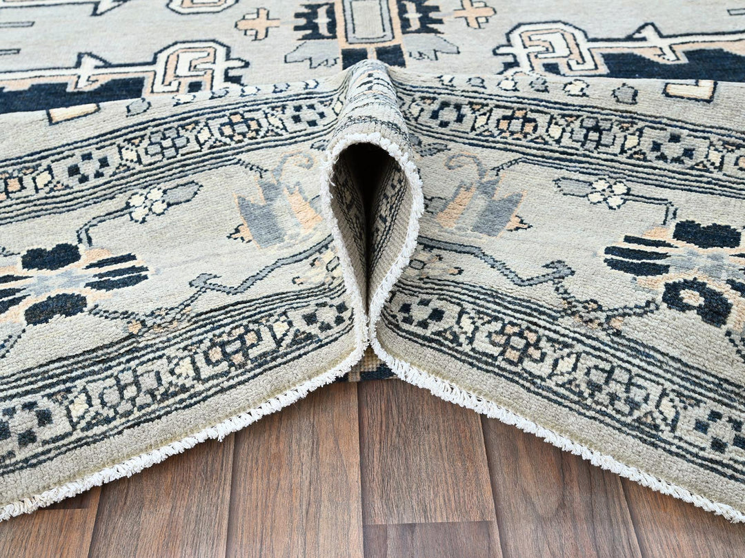 8'0" x 9'9" New Hand Knotted Grey Wool Rectangle Oriental Rug - MOA102321