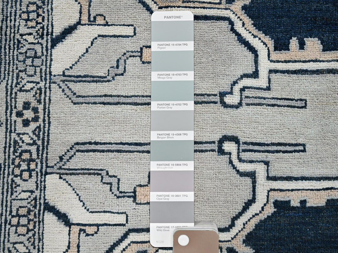 8'0" x 9'9" New Hand Knotted Grey Wool Rectangle Oriental Rug - MOA102321